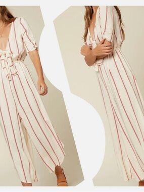 O’Neill Women’s Cream Stripe Wide-Leg Jumpsuit